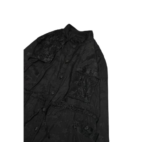 Flower Lace Design Black Shirt Jacket