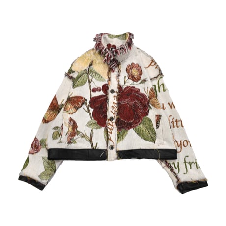 ”Remake by VERS” Fringe Collar Rug Jacket -Two Faces-