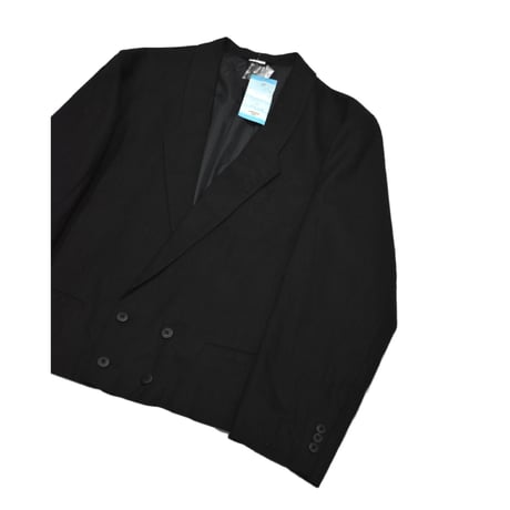 EURO Vintage Linen Blend Cropped Double Breasted Jacket -Black-