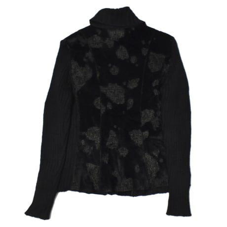 Vintage Faux Fur Double Zip Knit Jacket