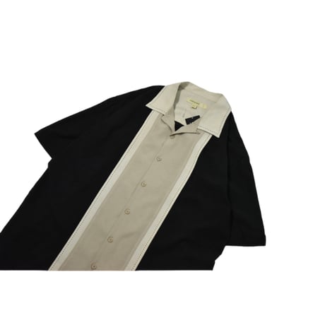 Embroidery Open Collar Silk S/S Shirt