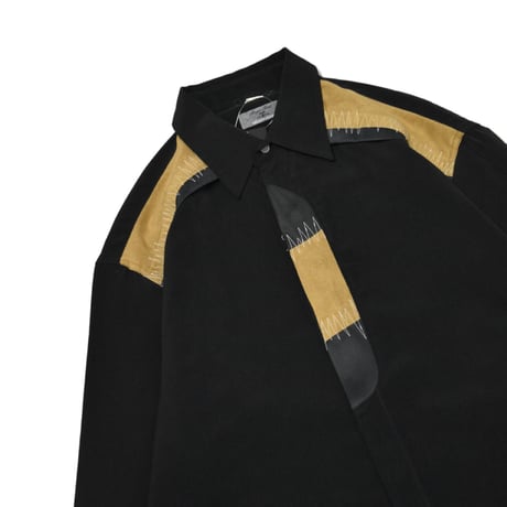 Faux Suede Switching L/S Shirt