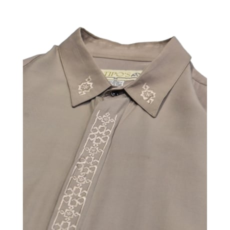 Fly Front Embroidery Rayon Shirt