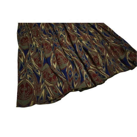 EURO Vintage Patterned Pleats Skirt