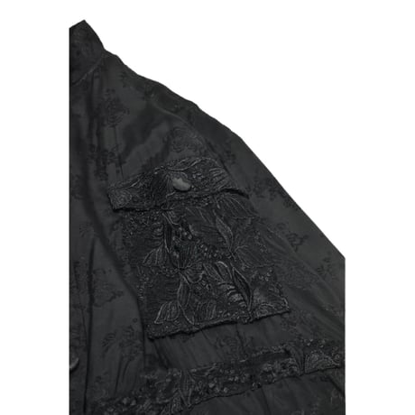 Flower Lace Design Black Shirt Jacket