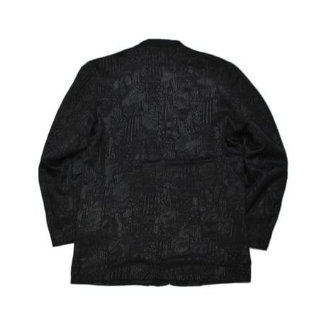 UK Vintage Collarless Tailored Jacquard Jacket