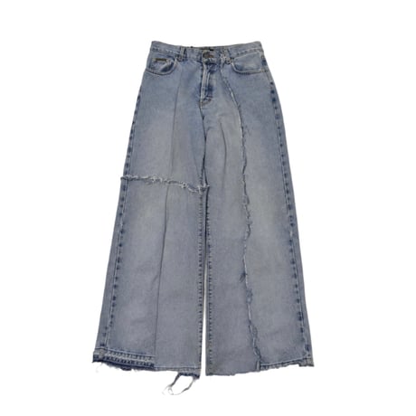 "Remake by VERS" Asymmetry Fringe Damage Flare Denim Pants