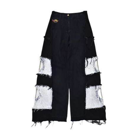 VERS Remake Fringe Damage Flare Denim Pants