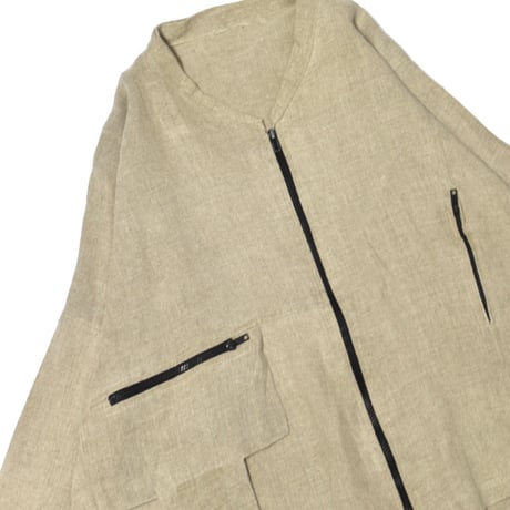 Asymmetric Linen Zip Jacket