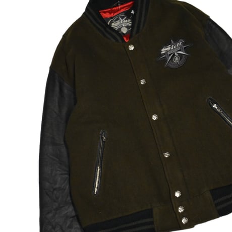 ”YAMAHA” Star Motorcycles Leather Sleeve Stadium Jacket