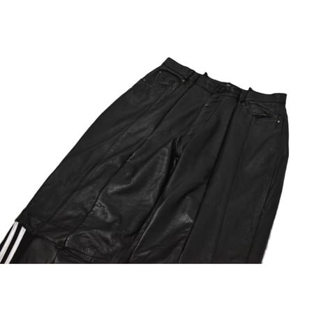 "Remake by VERS" Real Leather Stripe Wide Pants