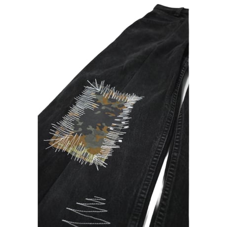 "Remake by VERS" German Military Patch Flare Denim Pants