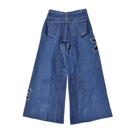 "Remake by VERS" Dark Flower Flare Denim Pants