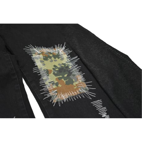 VERS Remake German Army Camo Patch Flare Denim Pants