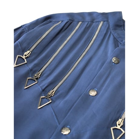 Zip Detail Stand Collar Design Shirt