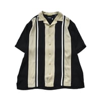 Switching Open Collar Silk S/S Shirt