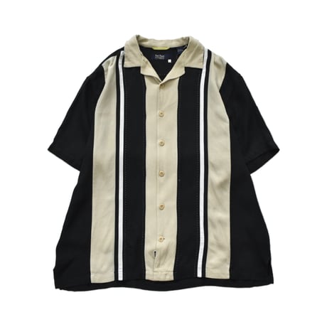 Switching Open Collar Silk S/S Shirt