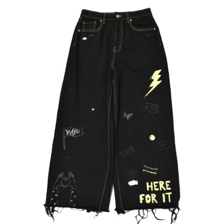 "Remake by VERS" Overdyed Graphic Wide Denim Pants - Original Overdye -