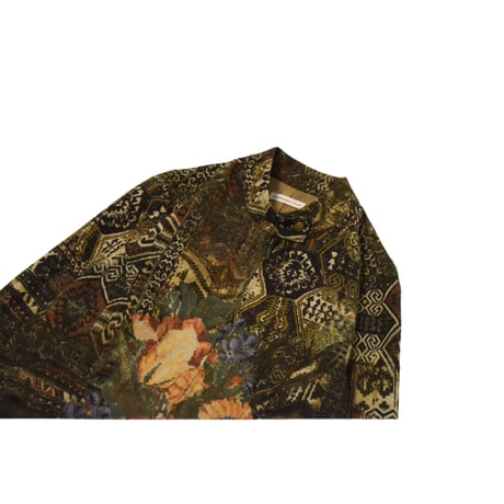 Flower Patterned Stand Collar Jacket
