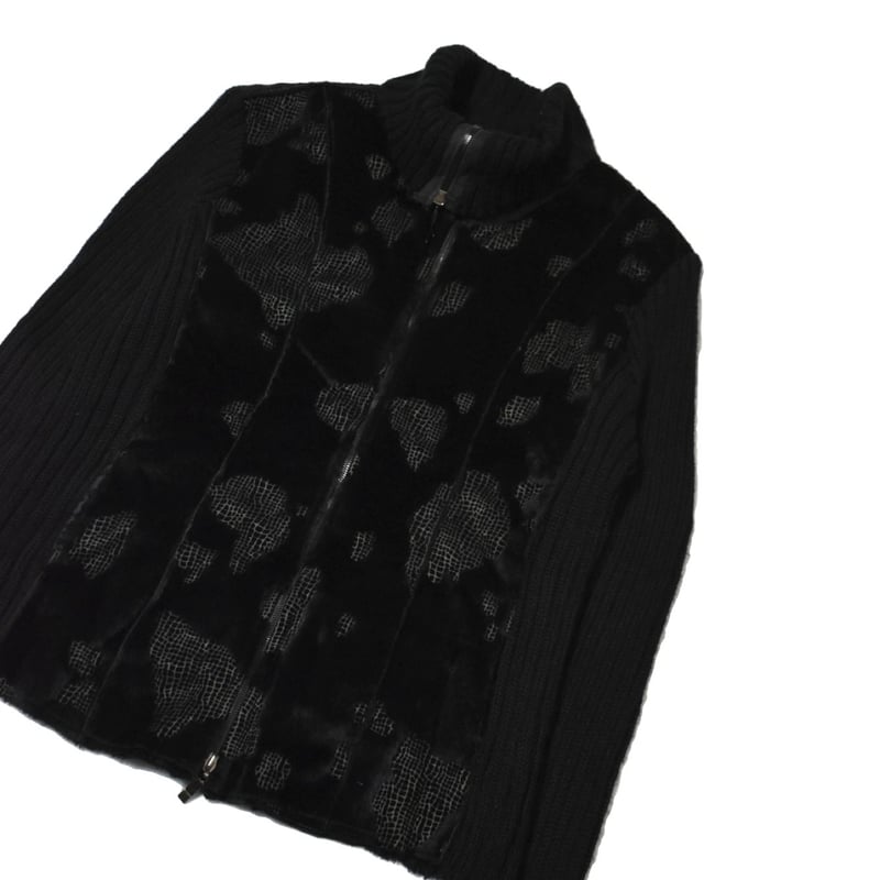 Vintage Faux Fur Double Zip Knit Jacket | 水戸 古着