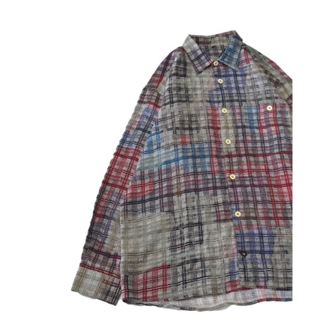 Abstract Check Design L/S Shirt