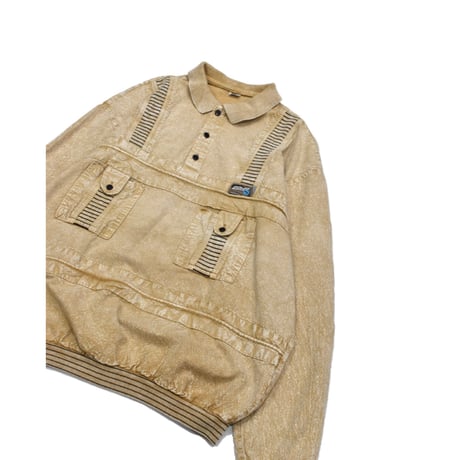 Chemical Wash Design Pullover L/S Shirt