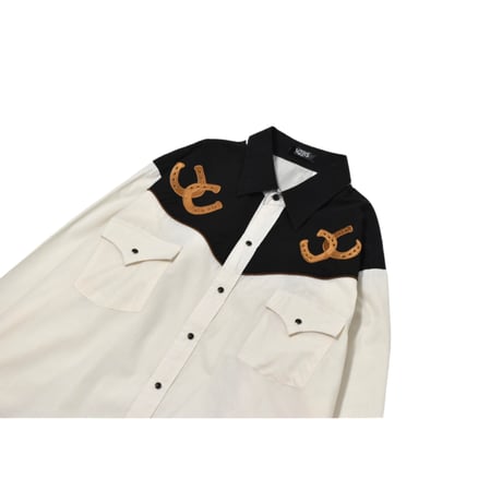 "Remake by VERS" Horseshoes Embroidery Asymmetrical Western L/S Shirt