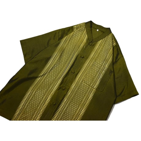 Patterned Stand Collar S/S Shirt