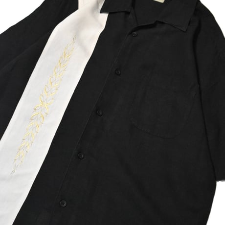 Embroidery Open Collar Linen S/S Shirt
