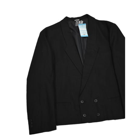 EURO Vintage Linen Blend Cropped Double Breasted Jacket -Black-