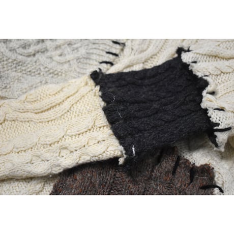 "Remake by VERS" Aran Knit Patch Design Sweater