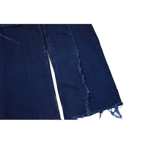 "Remake by VERS" Asymmetry Fringe Damage Flare Denim Pants
