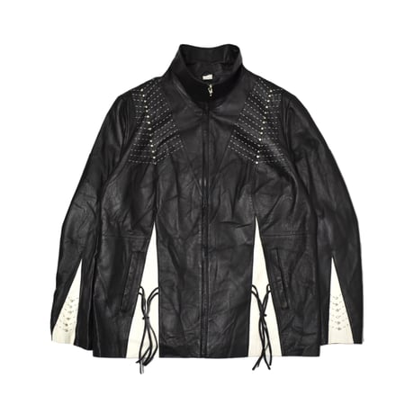 Embroidery Real Leather Full Zip Jacket
