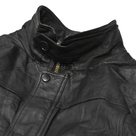 Leather Stand Collar Half Coat