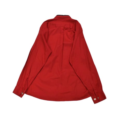 Red×Black Switching Pleated Design Shirt