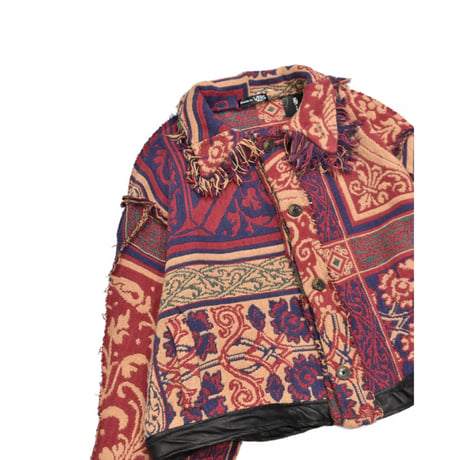 ”Remake by VERS” Fringe Collar Rug Jacket -Two Faces-