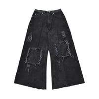 ”Remake by VERS”  Lace Panel Distressed Denim Trousers