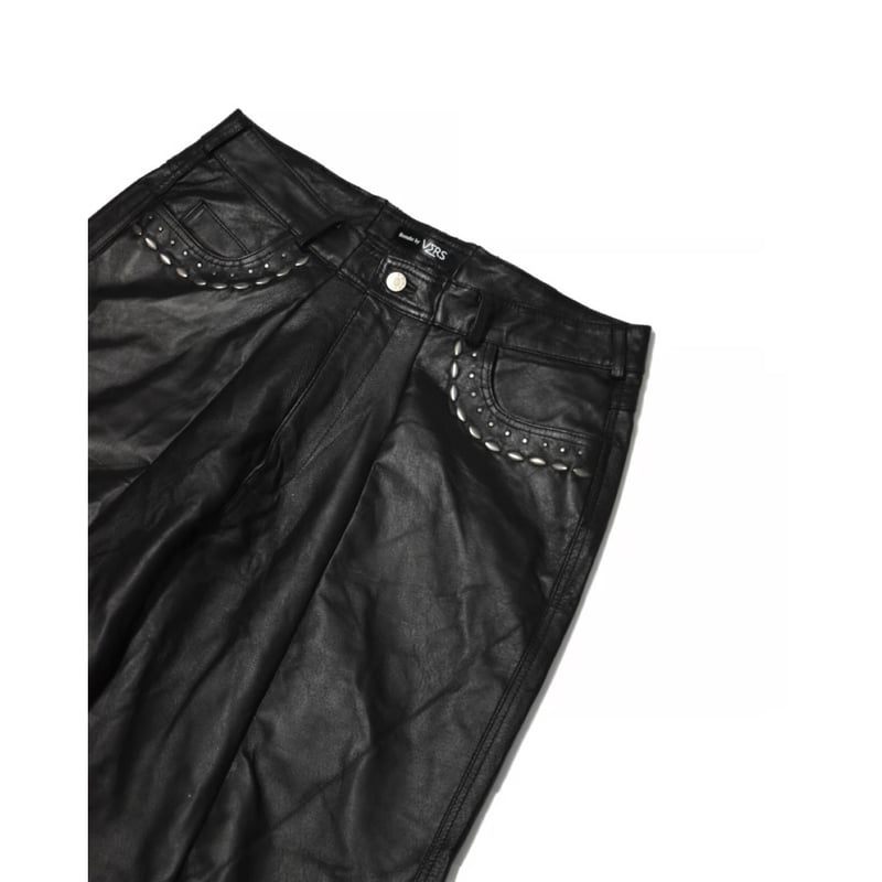 L44リメイク(値下中/送料込) Remake by VERS” Leather Flare wide Pants | 水戸