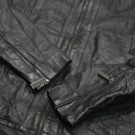 Vintage Minimal Stand-Collar Leather Jacket