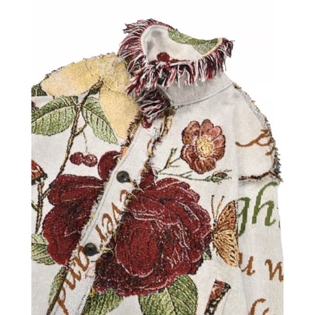 ”Remake by VERS” Fringe Collar Rug Jacket -Two Faces-