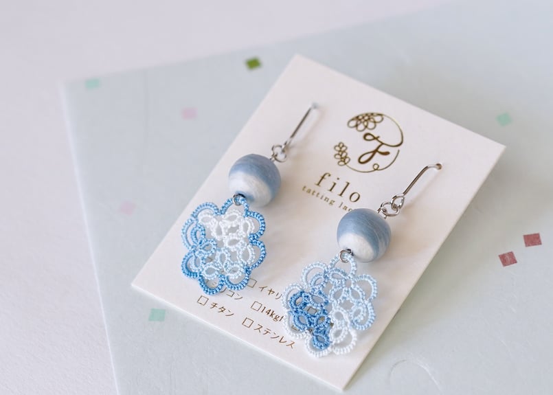 再販》⌘はんなり⌘ そらいろBlue ピアス/イヤリング | filo