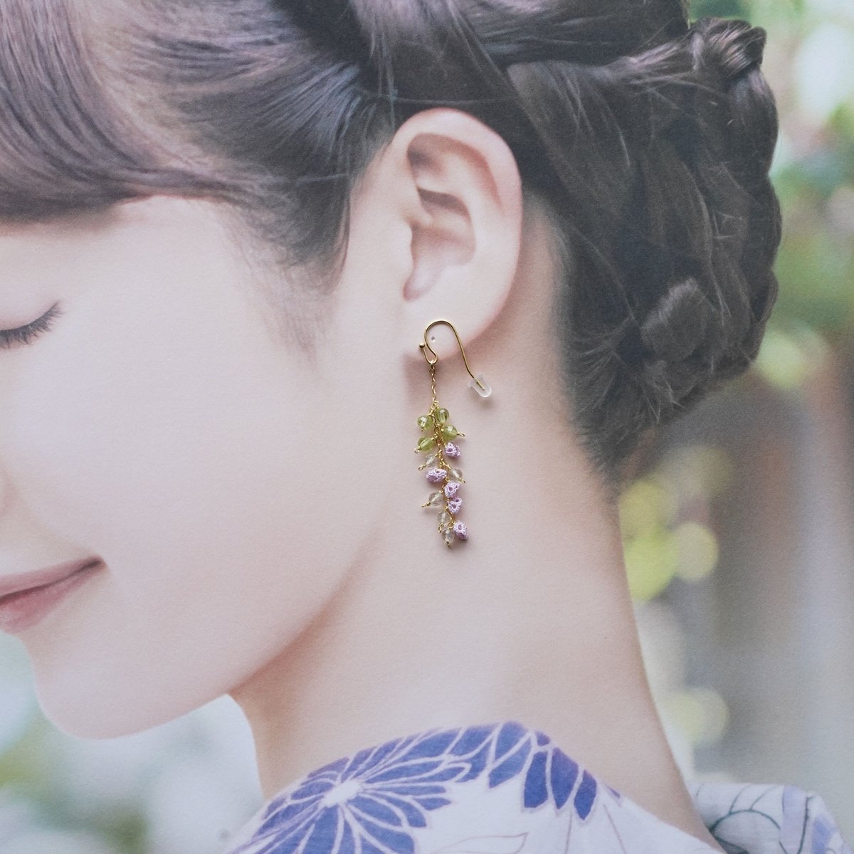 ペリドット.グリーンアメジストの藤の花 ピアス/イヤリング | filo