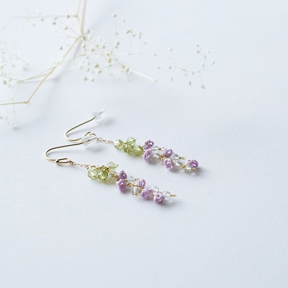 ペリドット.グリーンアメジストの藤の花 ピアス/イヤリング | filo