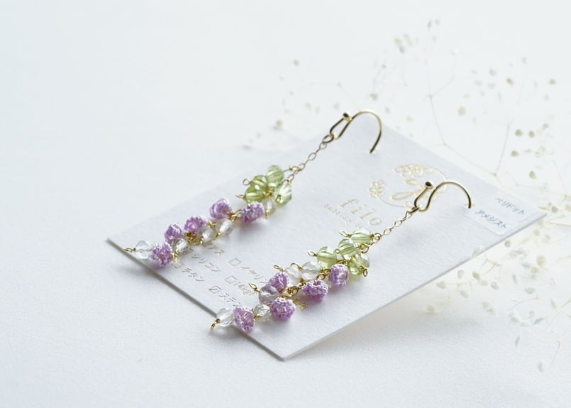 ペリドット.グリーンアメジストの藤の花 ピアス/イヤリング | filo