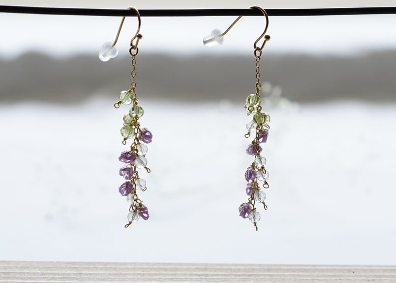 ペリドット.グリーンアメジストの藤の花 ピアス/イヤリング | filo