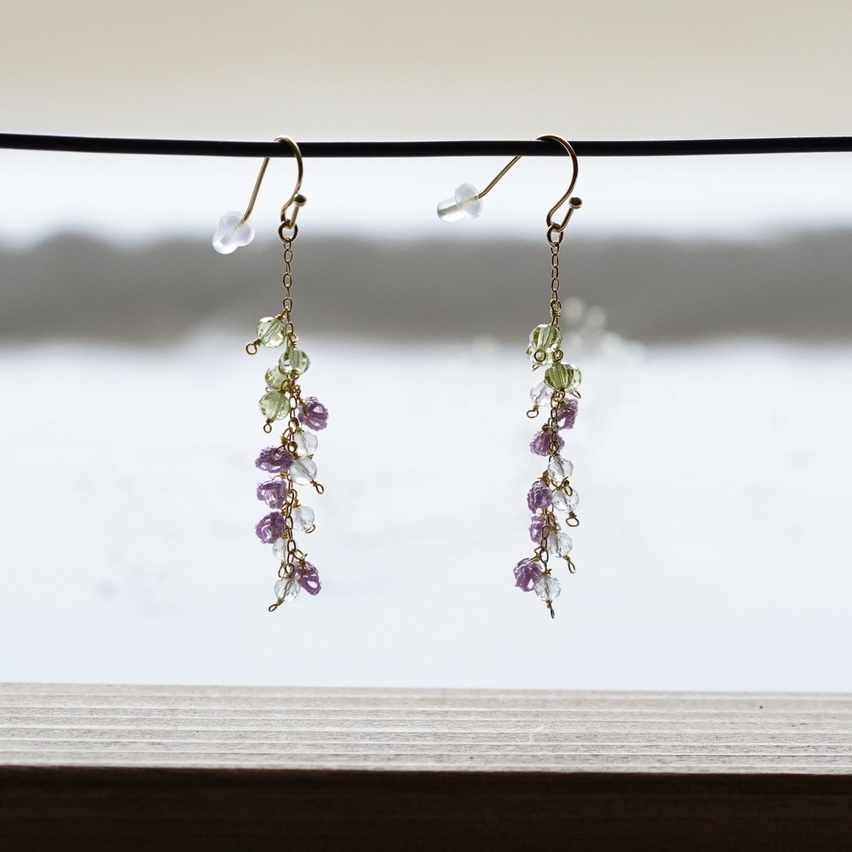 ペリドット.グリーンアメジストの藤の花 ピアス/イヤリング | filo