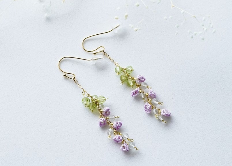 ペリドット.グリーンアメジストの藤の花 ピアス/イヤリング | filo