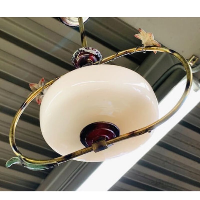 乳白ガラス ペンダントライト アンティーク 白ガラスのランプシェード 古物｜乳白ガラスのランプシェード | PAAK Supply｜パーク