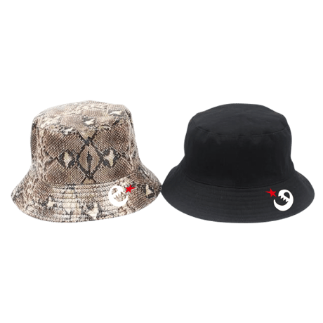 rg fake snake skin bucket hats