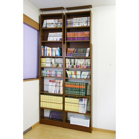 カシマカスタム（愛書家） 奥行17cm 薄型 天井つっぱり本棚 幅60 ブラウン